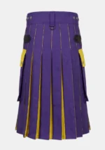 Blue & Yellow Cotton Hybrid Kilt Back