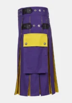 Blue & Yellow Cotton Hybrid Kilt Left