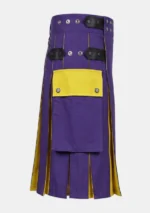 Blue & Yellow Cotton Hybrid Kilt Right
