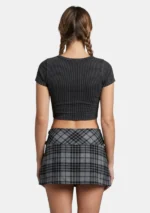 Granite Grey Tartan Skirt Back View