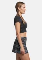 Granite Grey Tartan Skirt Right Side View