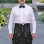 Men's Black Double Side Pocket Hybrid Kilt