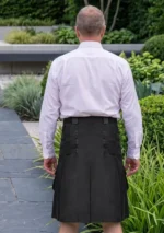 Men's Black Double Side Pocket Hybrid Kilt Back