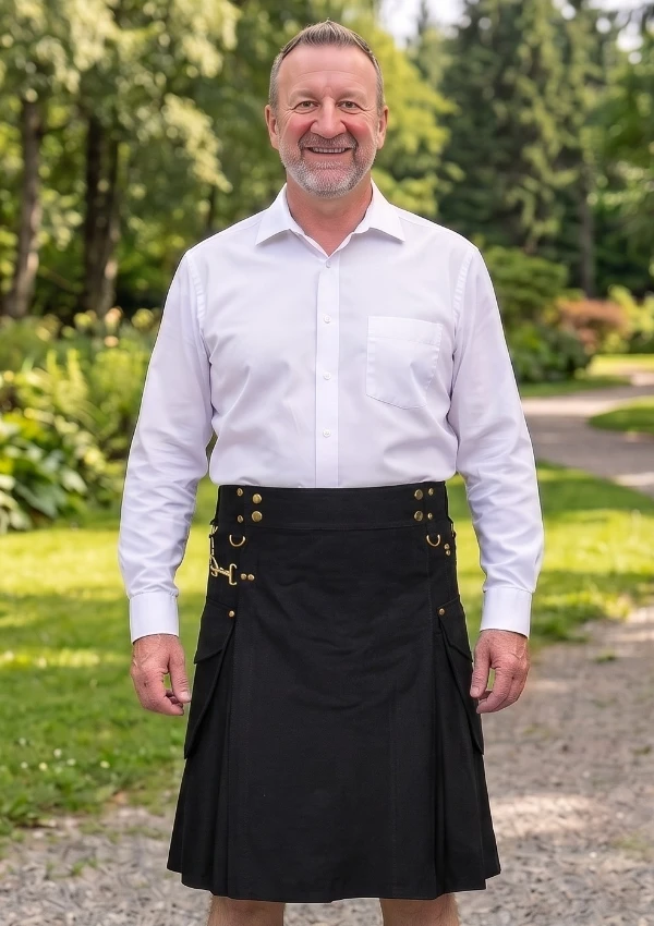 Men's Black Fashion Utility Kilt Men's Black Fashion Utility Kilt