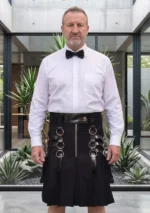 Men's Black Modern Gothic Utility Kilt