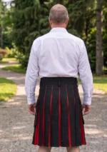 Men's Black & Red Cotton Utility Kilt Back