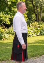 Men's Black & Red Cotton Utility Kilt Side