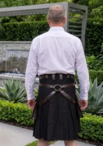 Men's Black Zip Fastening Utility Kilt Back