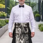 Men's Black and White Cargo Utility Kilt