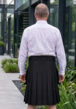 Men's Black and White Cargo Utility Kilt Back