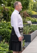 Men's Black and White Cargo Utility Kilt Side