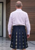 Men's Blue Cotton Hybrid Kilt Back