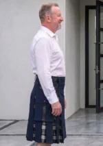 Men's Blue Cotton Hybrid Kilt Side