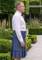 Men's Blue Denim Kilt Side