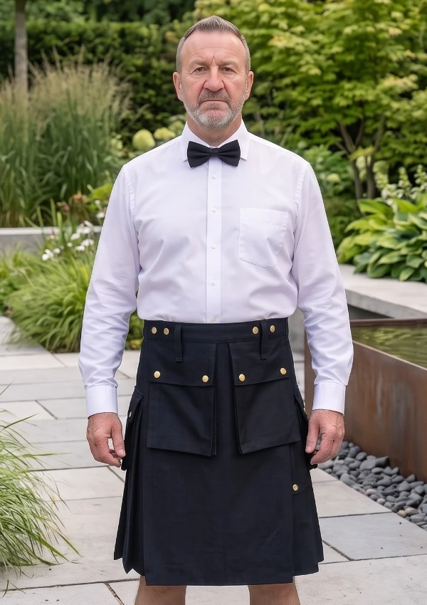 Men's Modern Black Work Utility Kilt