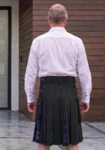 Men's Scottish Black Hybrid Kilt Back