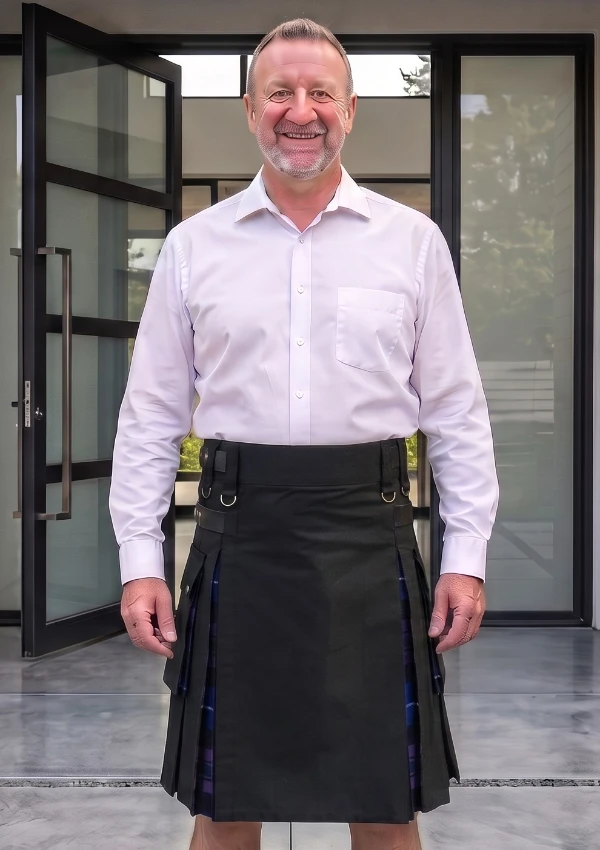 Men's Scottish Black Hybrid Kilt