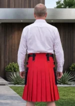 Men's Scottish Black & Red Hybrid Kilt Back