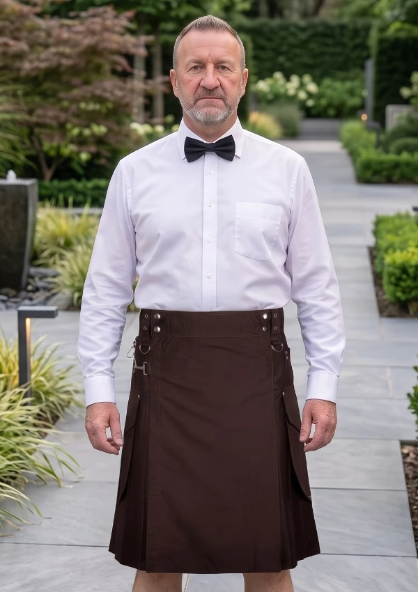 Men's Scottish Deep Brown Utility Kilt