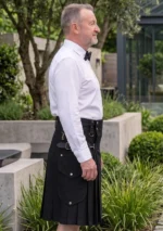 Men's Simple Black Utility Kilt Side