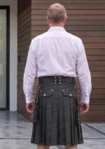 Men's Traditional Charcoal Grey Utility Kilt Back