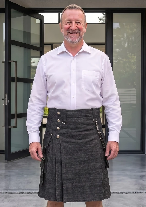 Men's Traditional Charcoal Grey Utility Kilt