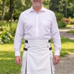 Men's White Cotton Hybrid Kilt