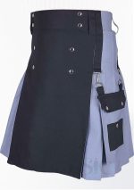 Diseño de falda escocesa híbrida de dos tonos en negro y gris de primera calidad 85