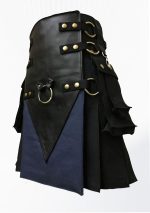 Premium Quality Black Leather Kilt Design 48