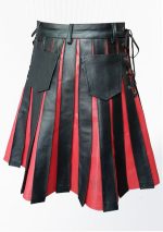 Diseño de falda escocesa de cuero de gladiador rojo negro de calidad superior 49