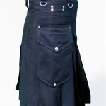 Premium Quality Black Utility Kilt With Chrome Hooks