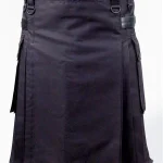 Premium Quality Black Utility Kilt With Leather Strap