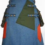 Premium Quality Cargo Pocket Blue Denim Gothic Kilt