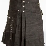 Premium Quality Hand Made Traditional Scottish Brown Denim Kilt