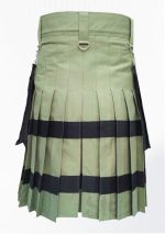 Premium Quality Olive Grey Utility Kilt With Black Straps Design 58