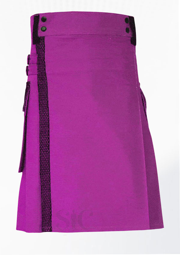 Utility-Kilt in Premiumqualität in Pink mit Netztaschen-Design 92