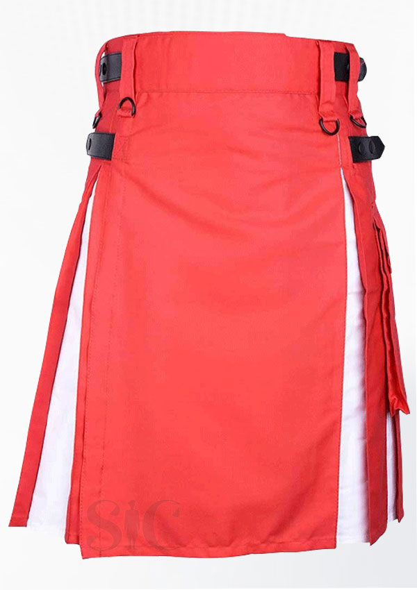 Diseño de falda escocesa híbrida de dos tonos en rojo y blanco de primera calidad 87