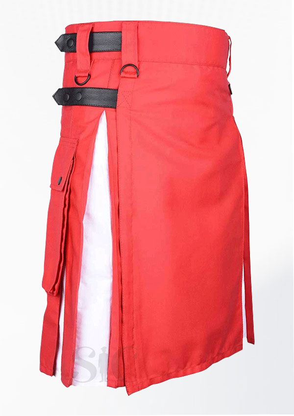 Premium Quality Red And White Two Tone Hybrid Kilt Design 87