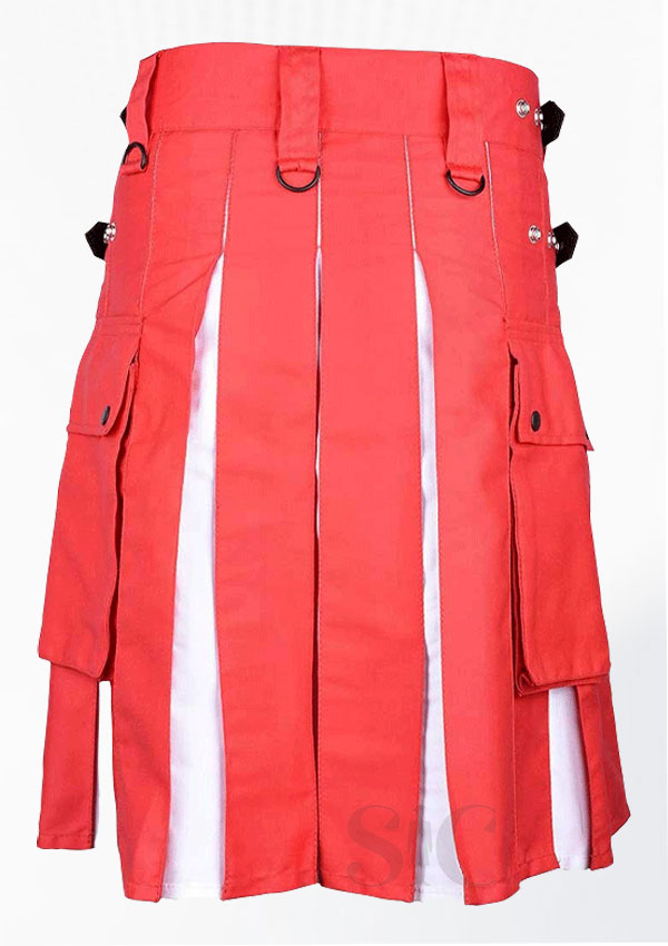 Premium Quality Red And White Two Tone Hybrid Kilt Design 87