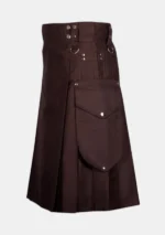 Scottish Deep Brown Utility Kilt Left