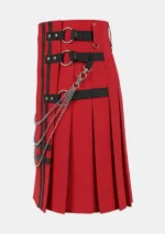 Scottish Red Denim Utility Kilt Left