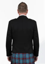 Black Tweed Wool Argyle Jacket with Vest Back View