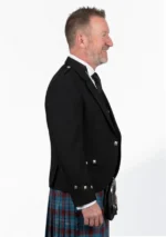 Black Tweed Wool Argyle Jacket with Vest Right Side View