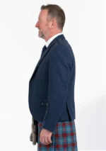 Blue Tweed Wool Argyle Jacket with Vest Left Side View