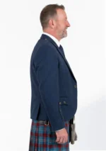 Blue Tweed Wool Argyle Jacket with Vest Right Side View