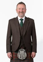 Brown Tweed Wool Argyle Jacket with Vest Front View