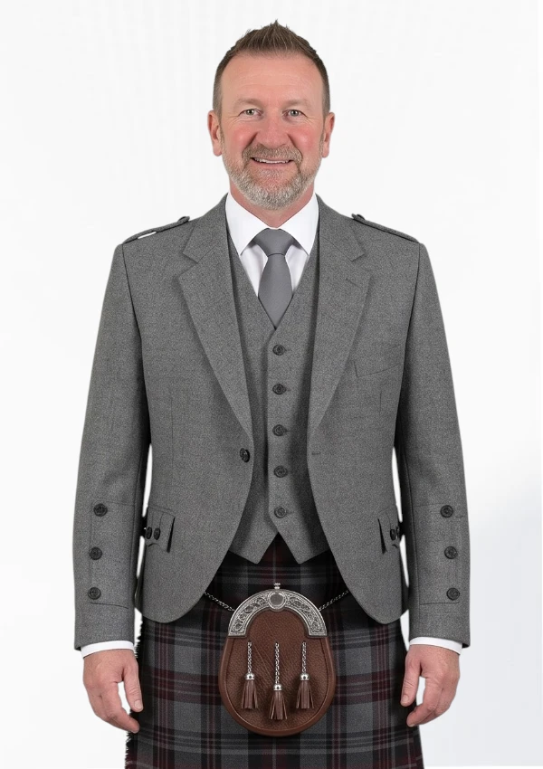 Graphite Tweed Wool Argyle with Vest Front View