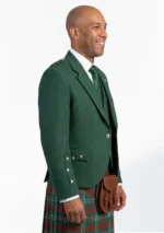 Green Tweed Wool Argyle Jacket with Vest Right Side View