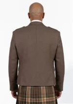 Light Brown Tweed Wool Argyle Jacket With Vest Back View