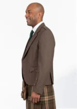 Light Brown Tweed Wool Argyle Jacket With Vest Left Side View